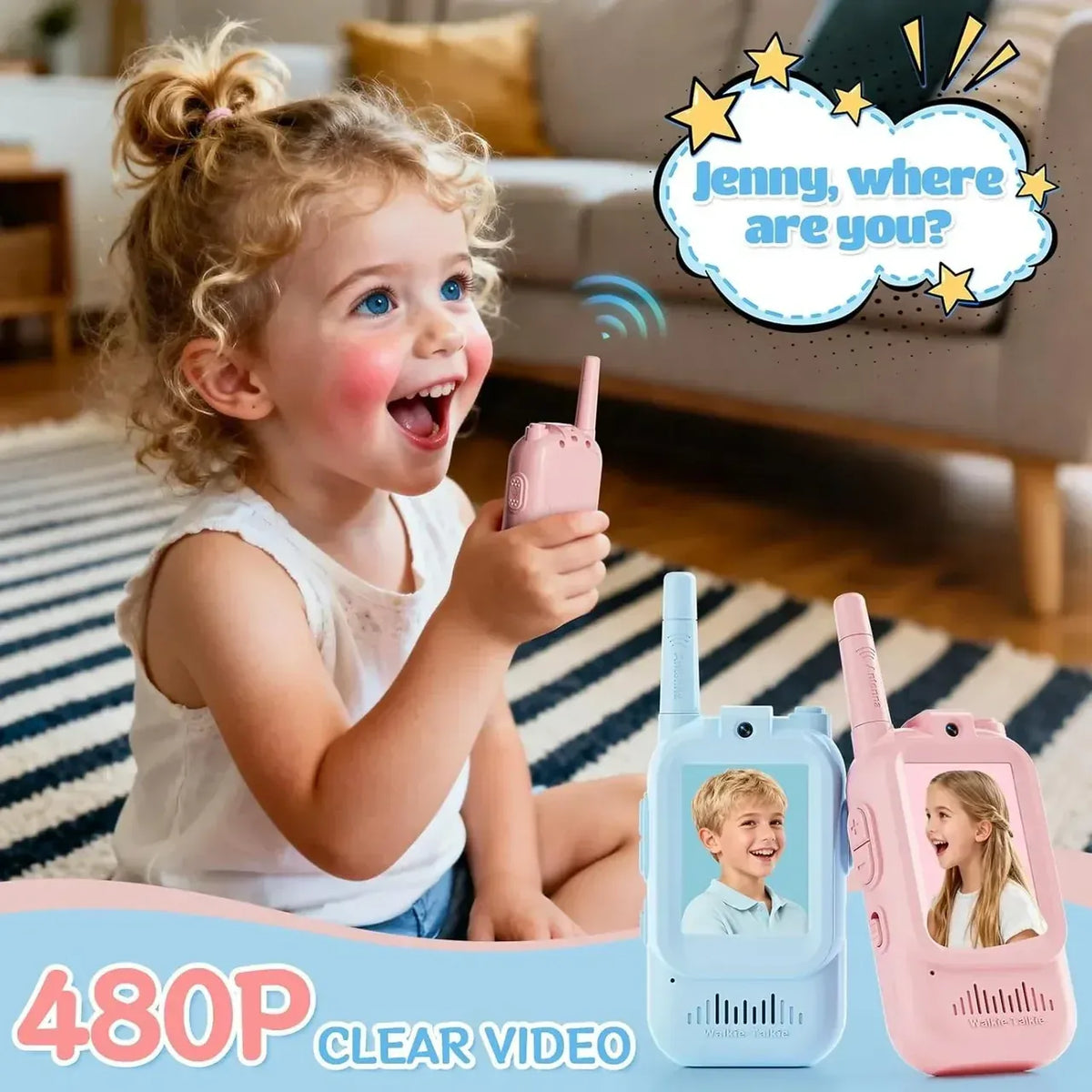 2Pcs Rechargeable Kids Video Walkie Talkie