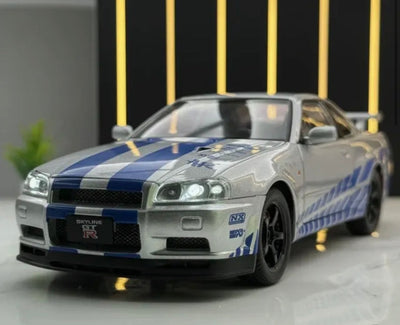1:24 Diecast Nissan Skyline GTR-R34 Modified Model Car
