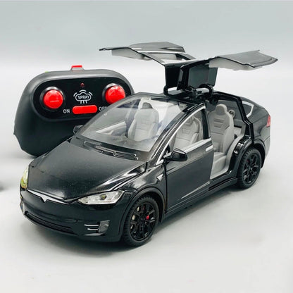 Tesla RC Diecast Model Car – Remote Control Metal Toy with Lights & Sound