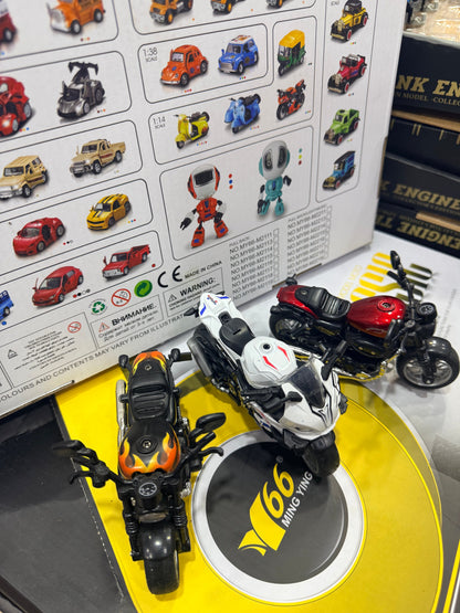 Die-Cast Pull Back Motorcycle Toy – Metal Mini Bike Model for Kids & Collectors