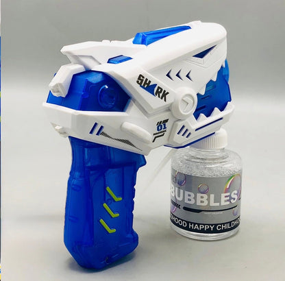 6-Holes Mini Shark Bubble Gun – Colorful Bubbles & LED Light Fun for Kids