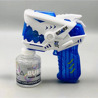 6-Holes Mini Shark Bubble Gun – Colorful Bubbles & LED Light Fun for Kids