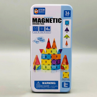 36Pcs Kids Magnetic Tiles Building Set With Storage Box