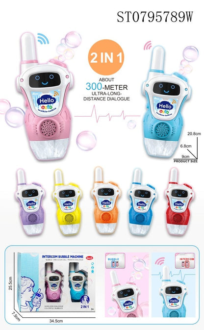 2Pcs Rechargeable Bubble Blower Walkie Talkie