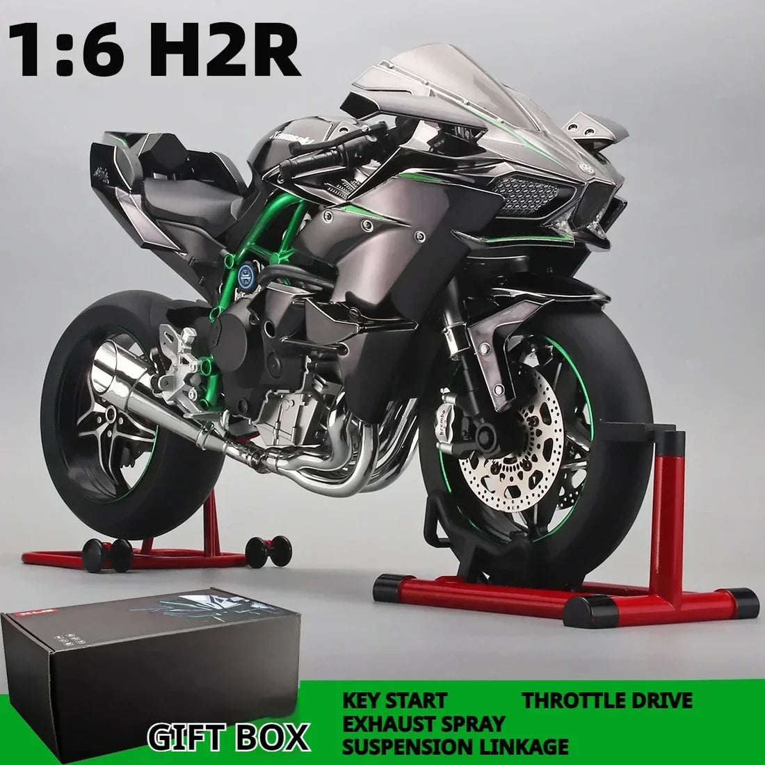 1:6 Diecast Kawasaki Ninja H2R Bootable Spray Bike