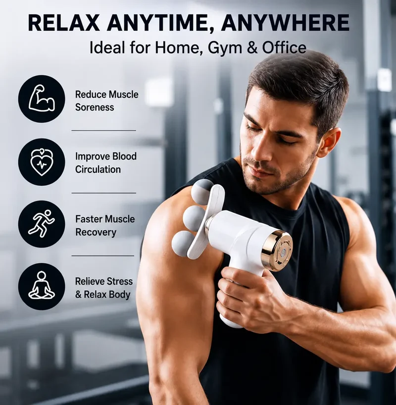 Rechargeable Facial Massage Gun With 5 Heads
