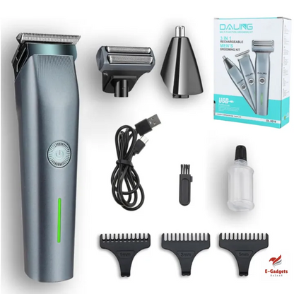 Daling DL-9218 Professional 3-in-1 Cordless Grooming Machine - Hair, Beard & Shave