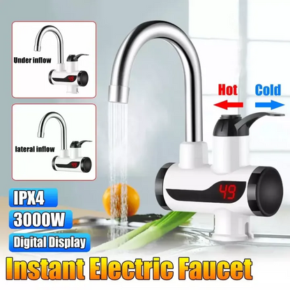 Instant Electric Water Heater Tap with Digital LED Display & Shower Head – 3000W Tankless Hot Water Faucet