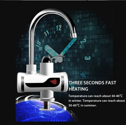Instant Electric Water Heater Tap with Digital LED Display & Shower Head – 3000W Tankless Hot Water Faucet