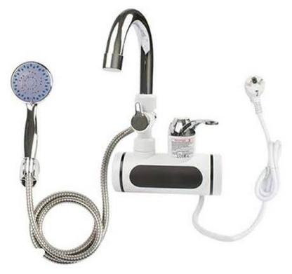 Instant Hot Water Tap Electric Faucet with Digital Temperature Display & Shower Head