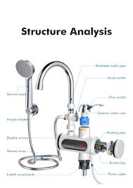 Instant Hot Water Tap Electric Faucet with Digital Temperature Display & Shower Head