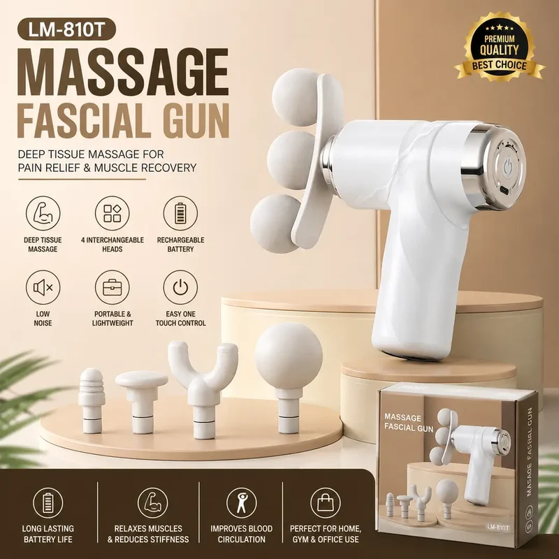 Rechargeable Facial Massage Gun With 5 Heads