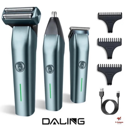 Daling DL-9218 Professional 3-in-1 Cordless Grooming Machine - Hair, Beard & Shave