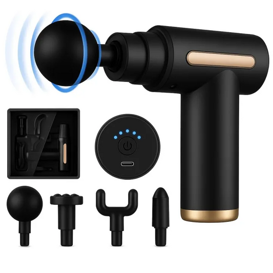 Professional Massage Gun – Portable Muscle Relief Deep Tissue Massager with 4 Replaceable Heads