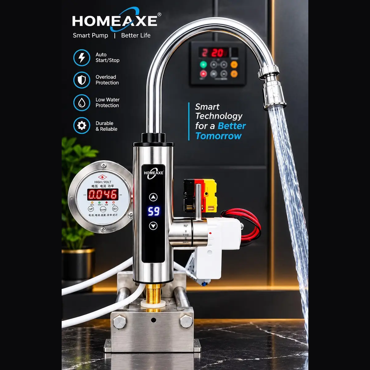 Instant Electric Water Heating Tap with Digital Temperature Control